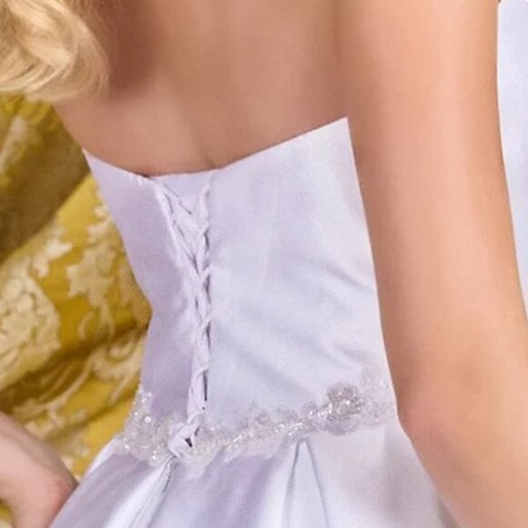 New Strapless A-Line Wedding Gown w/ Straight Across Neck & Beaded Waist GL3718 - Picture 12 of 14